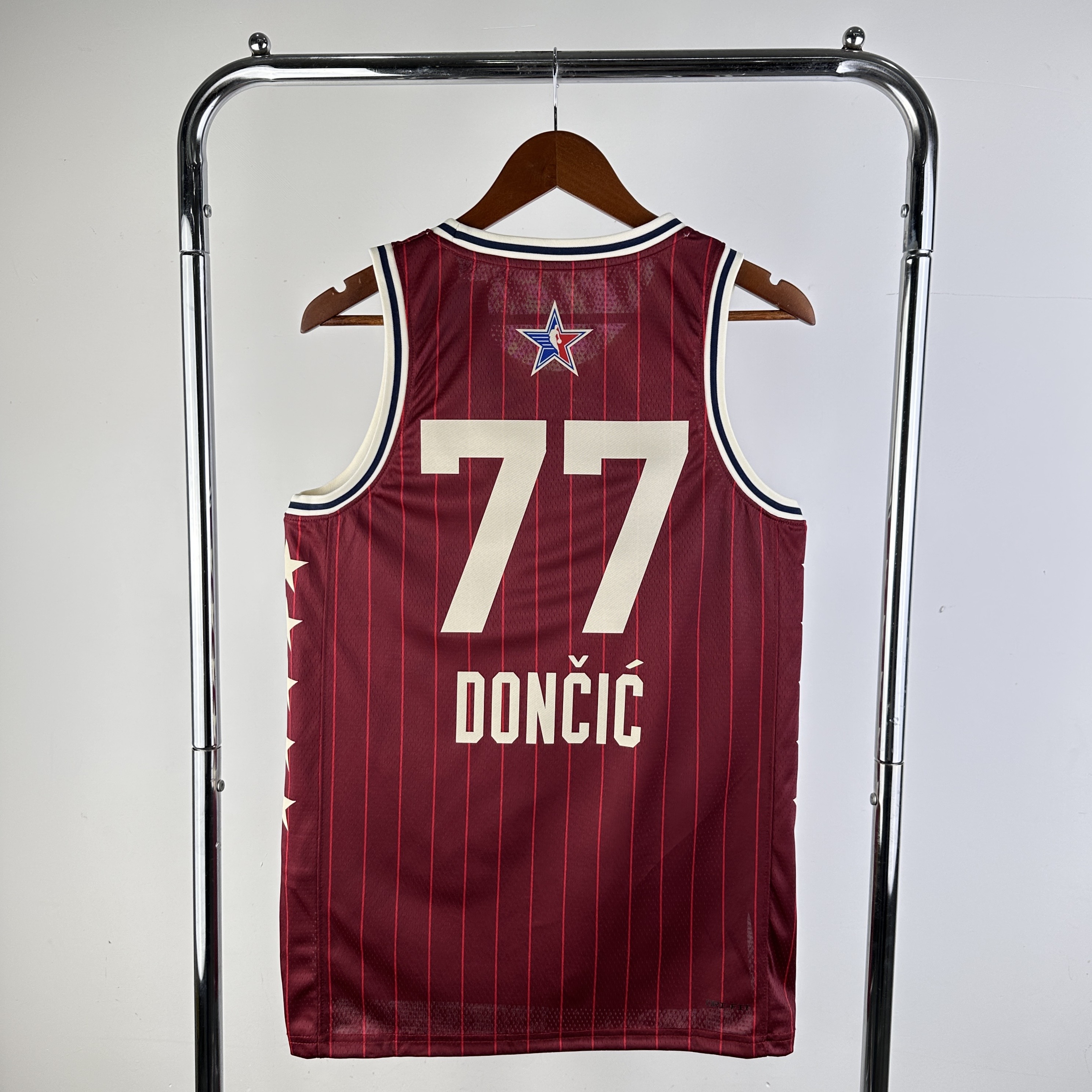 Men Dallas Mavericks #77 Doncic Red Stripe All Star Jordan style 2024 NBA Jersey